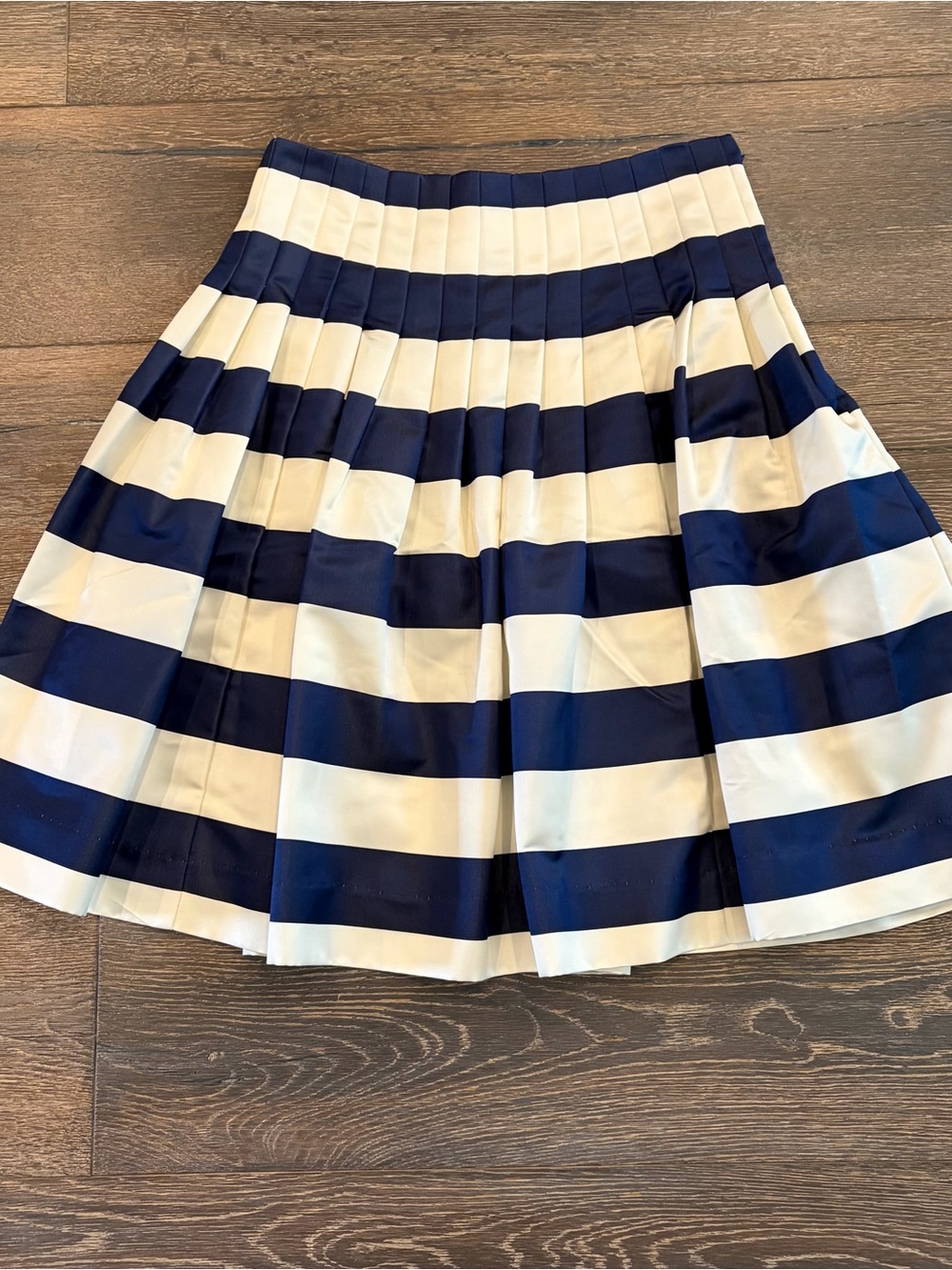 J. Crew Navy and White Striped Circle Skirt